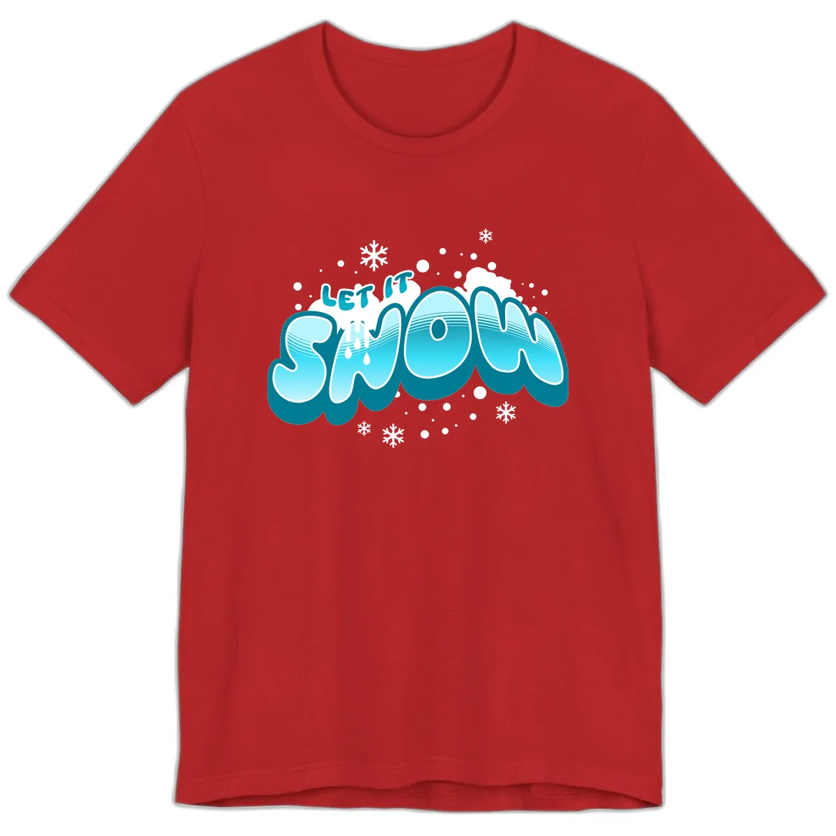 Let It Snow Holiday Typography Premium T-Shirt in Red