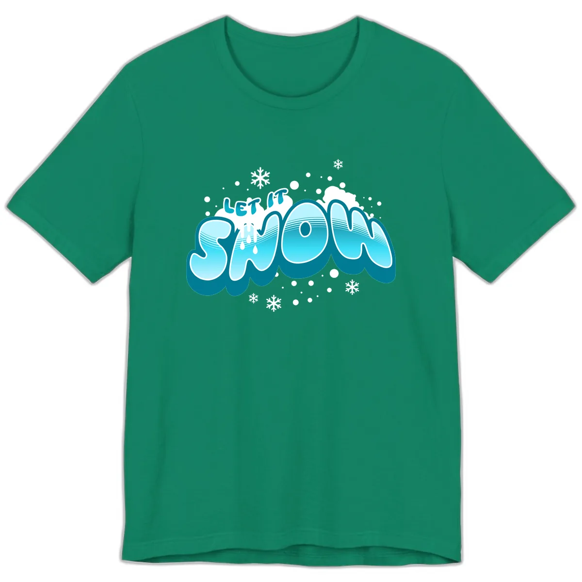Let It Snow Holiday Typography Premium T-Shirt in Kelly