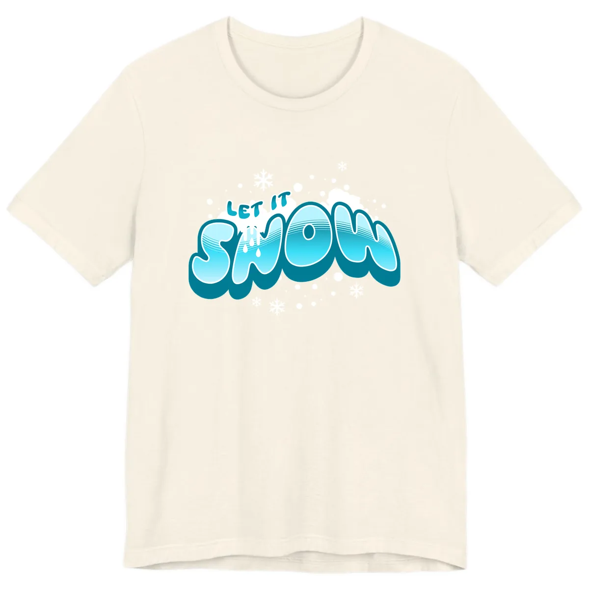 Let It Snow Holiday Typography Premium T-Shirt in Natural