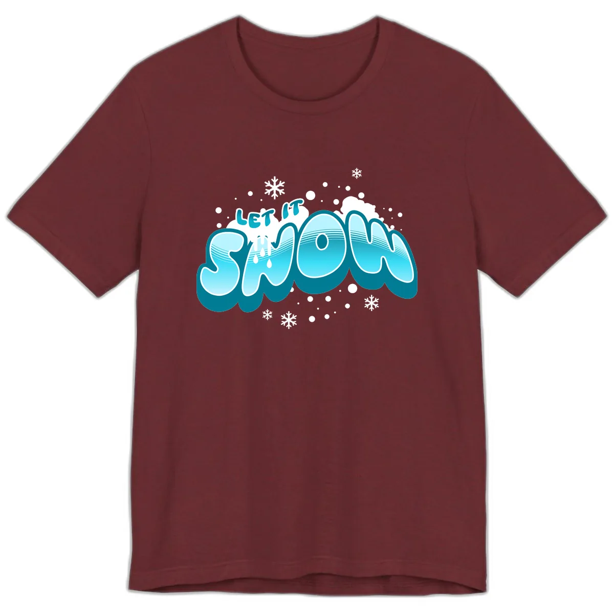 Let It Snow Holiday Typography Premium T-Shirt in Heather Cardinal