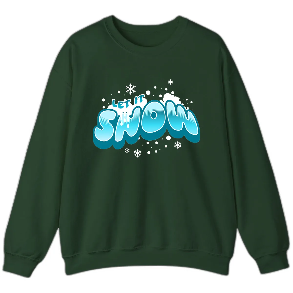 Let It Snow Holiday Typography Sweatshirt in Forest Green