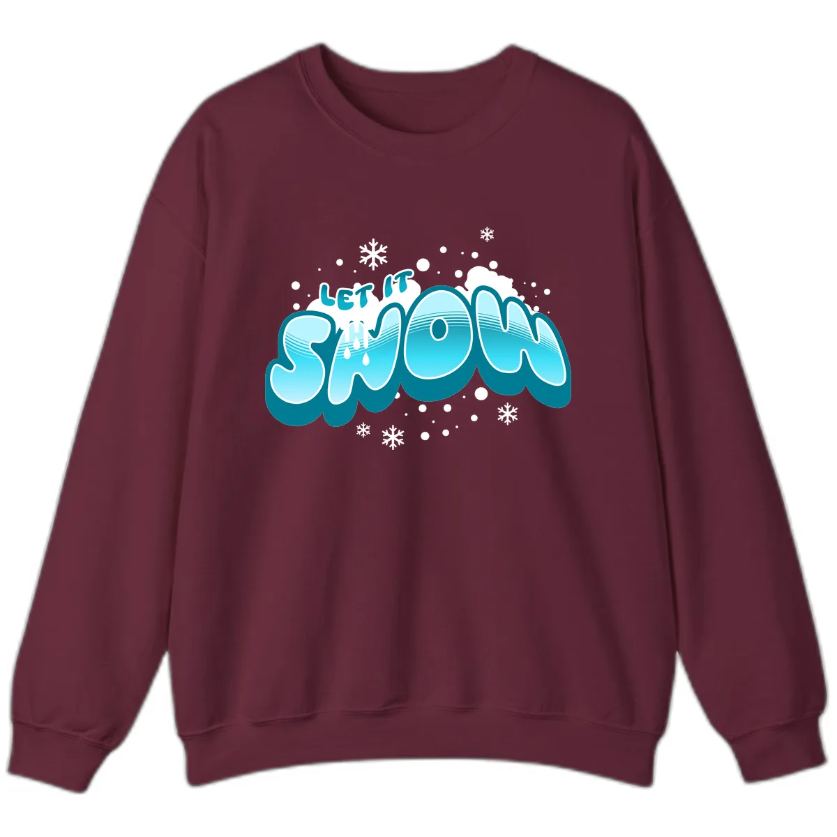 Let It Snow Holiday Typography Sweatshirt in Maroon