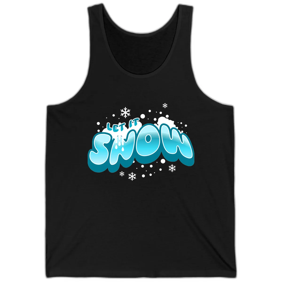 Let It Snow Holiday Typography Tank in Black