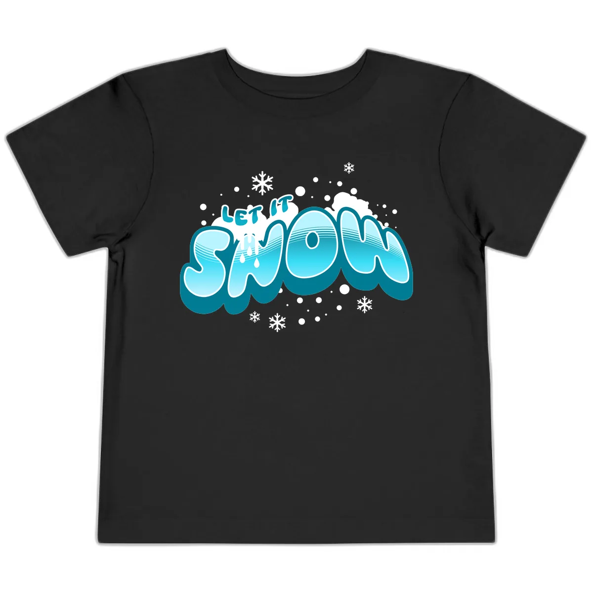 Let It Snow Holiday Typography Toddler T-Shirt in Black