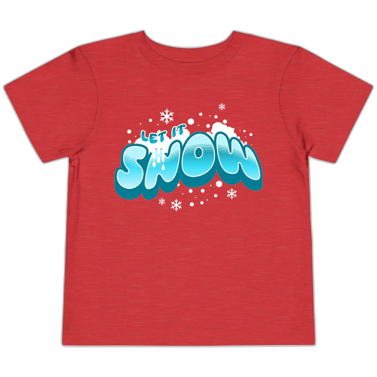 Let It Snow Holiday Typography Toddler T-Shirt in Heather Red