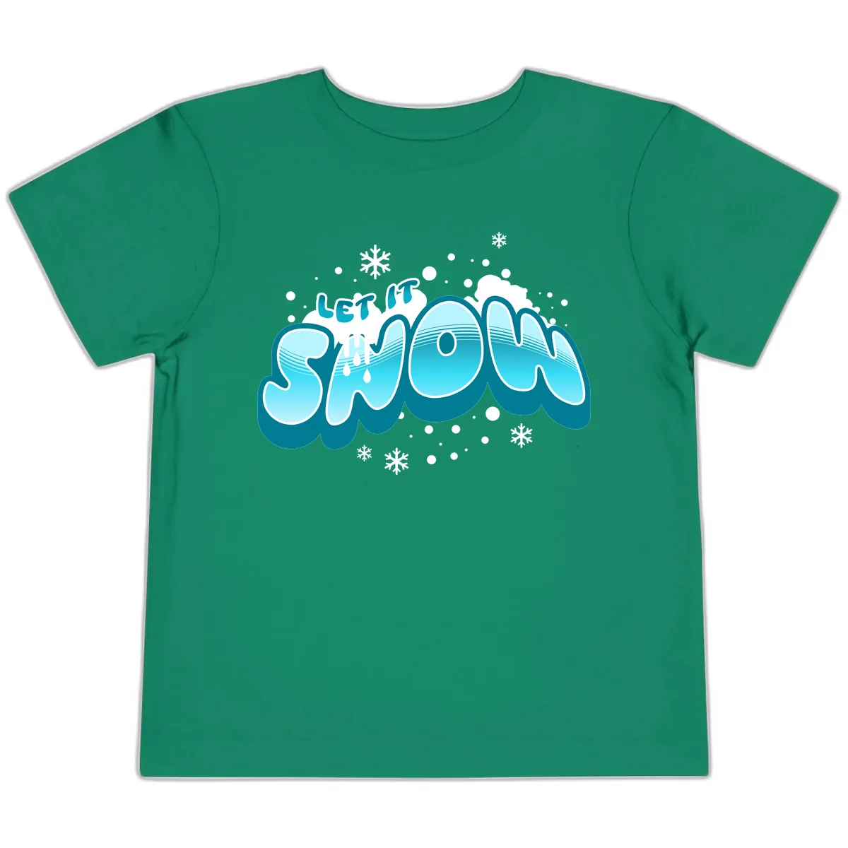 Let It Snow Holiday Typography Toddler T-Shirt in Kelly