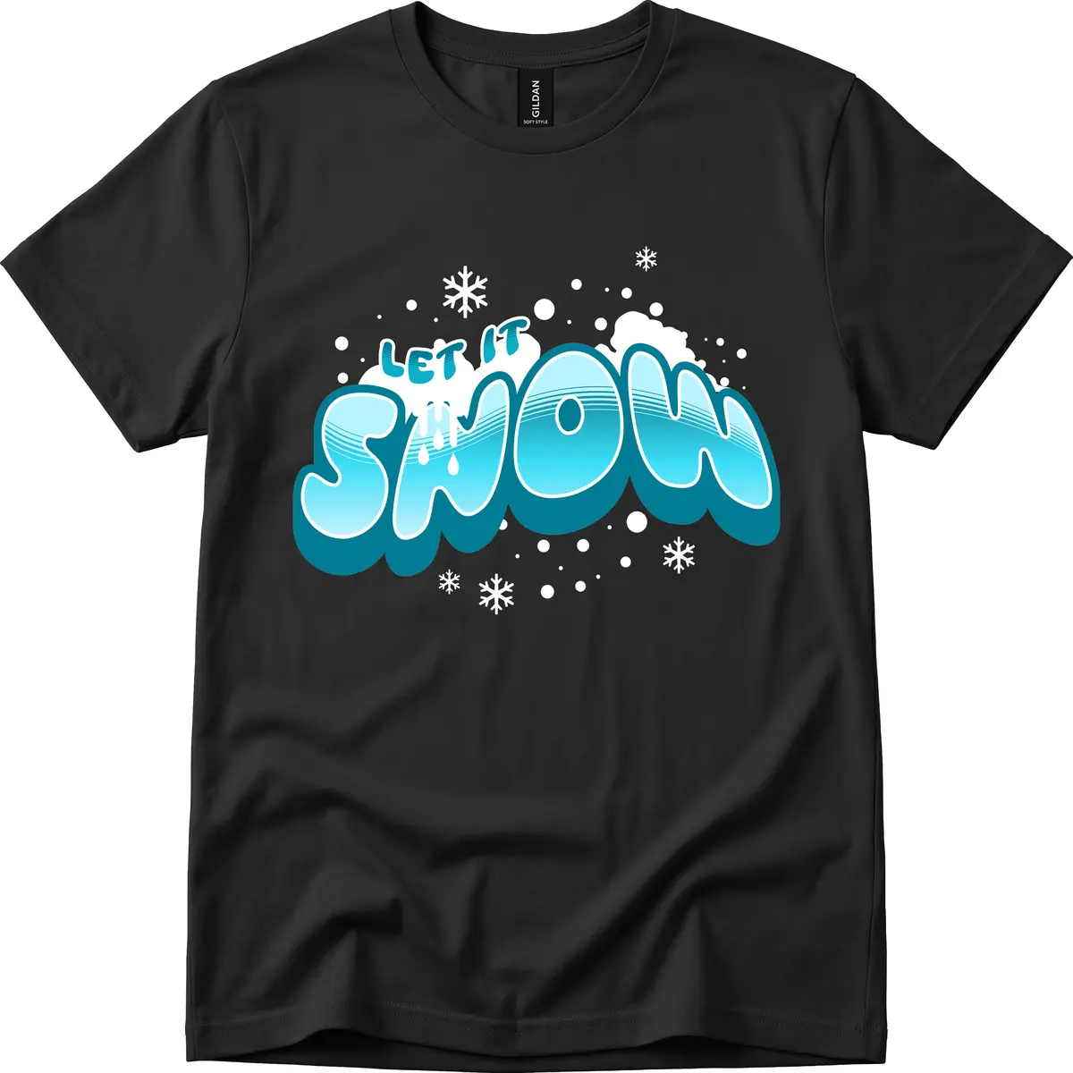 Let It Snow Holiday Typography T-Shirt in Black