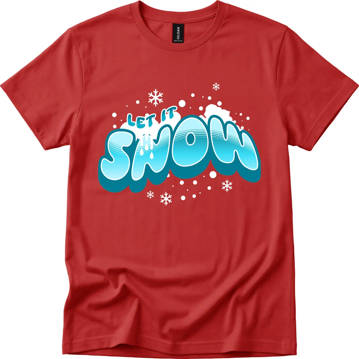 Let It Snow Holiday Typography T-Shirt in Red