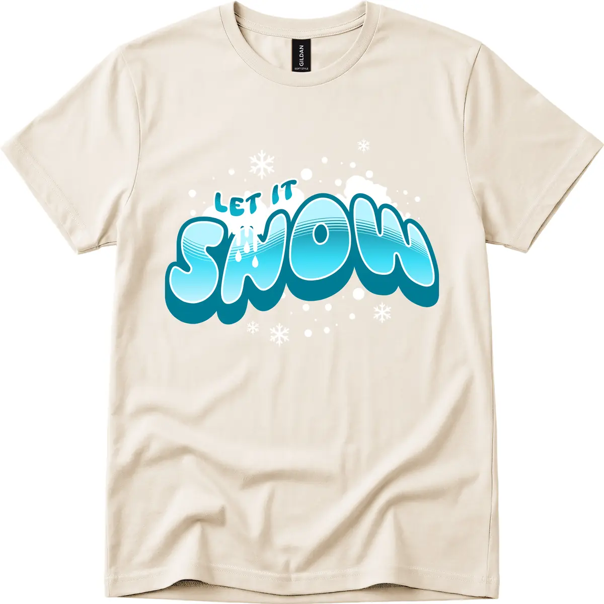 Let It Snow Holiday Typography T-Shirt in Natural