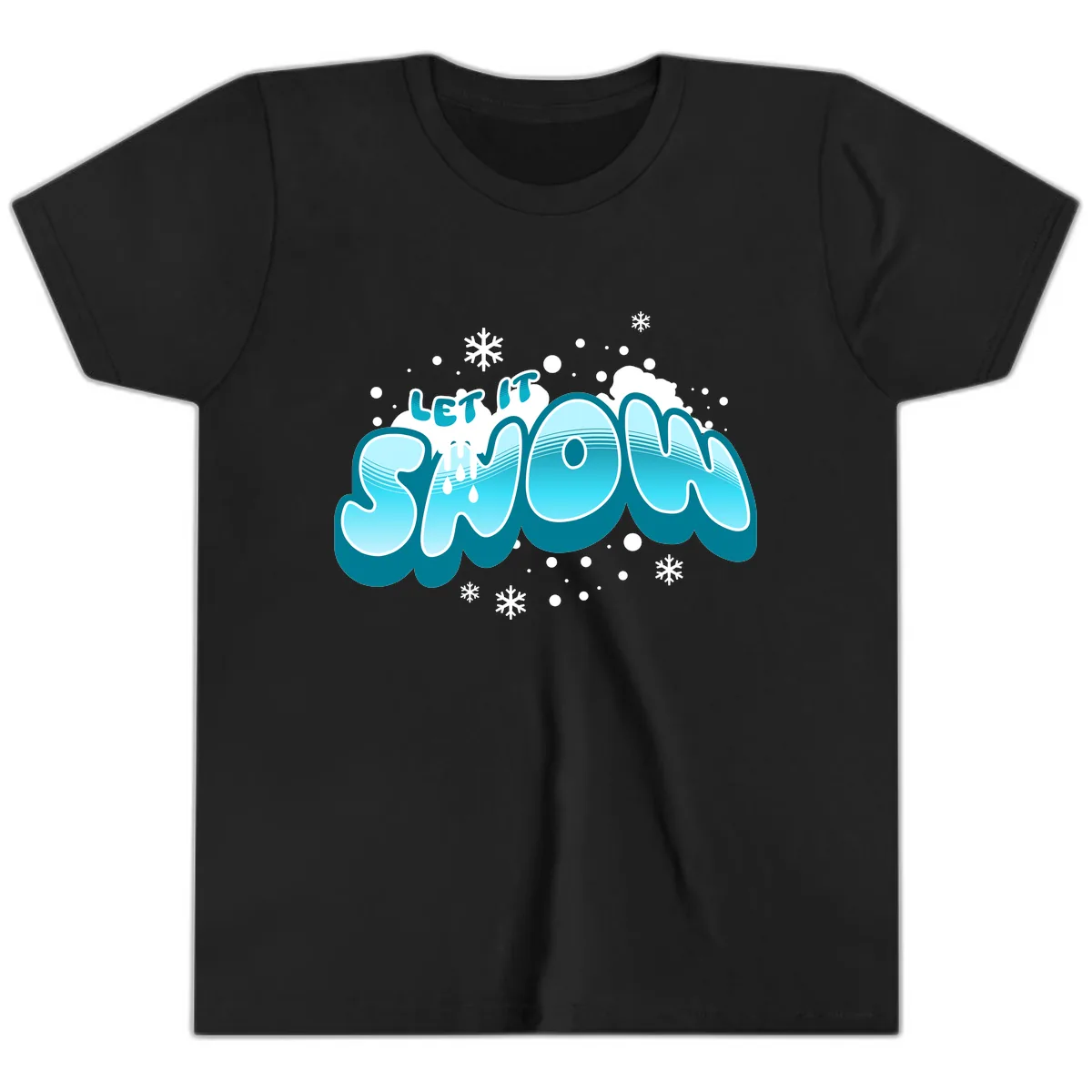 Let It Snow Holiday Typography Youth T-Shirt in Black