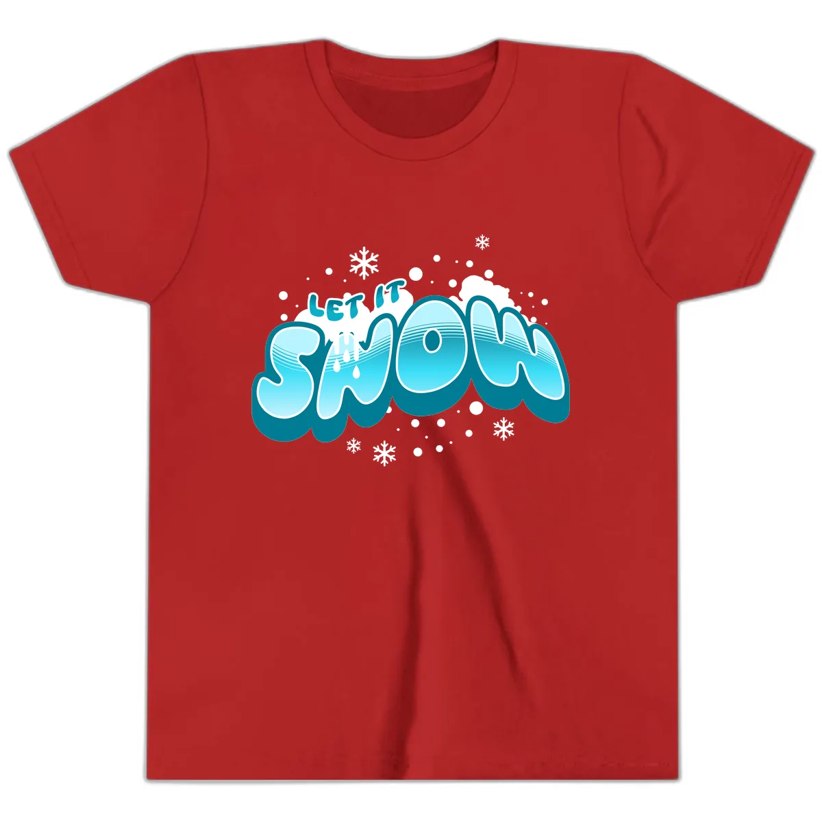 Let It Snow Holiday Typography Youth T-Shirt in Red