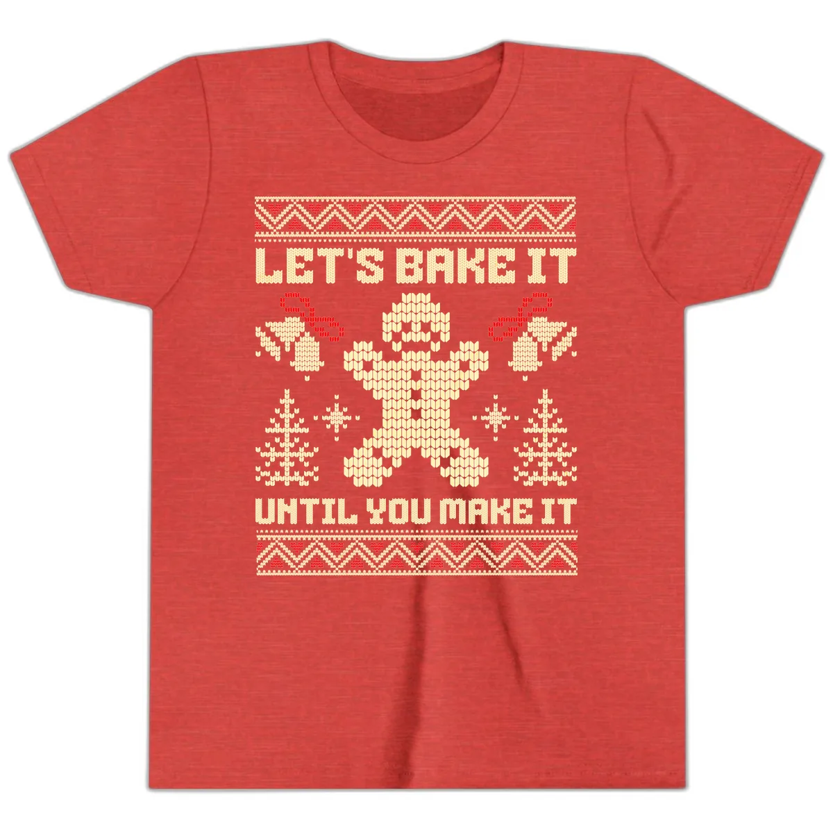 Let's Bake It Until You Make It Youth T-Shirt in Heather Red