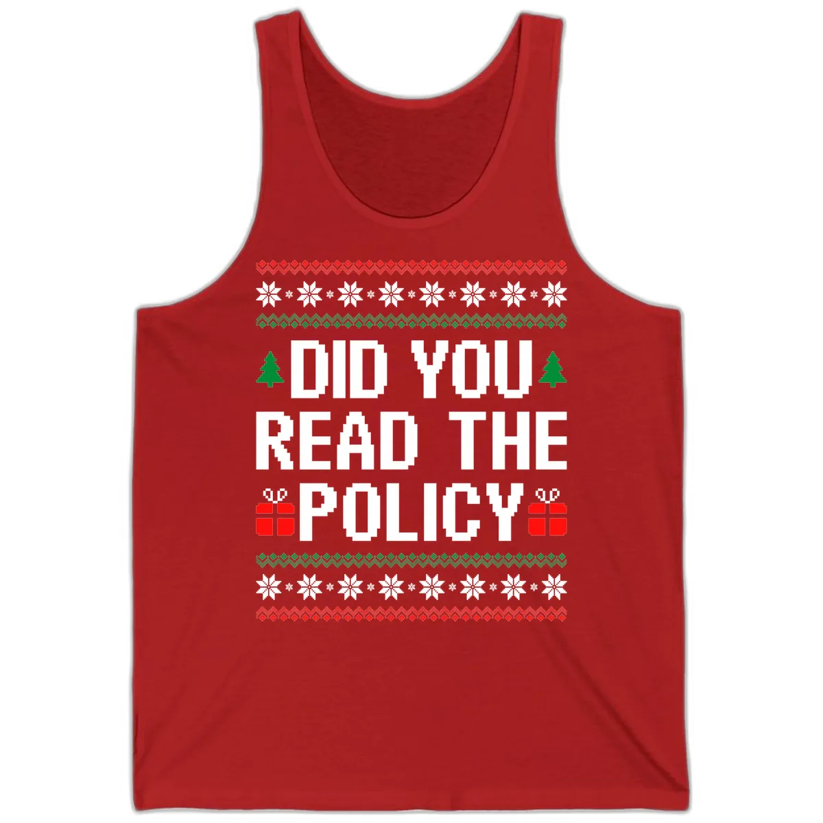 Did You Read The Policy Ugly Christmas Sweater Tank in Red