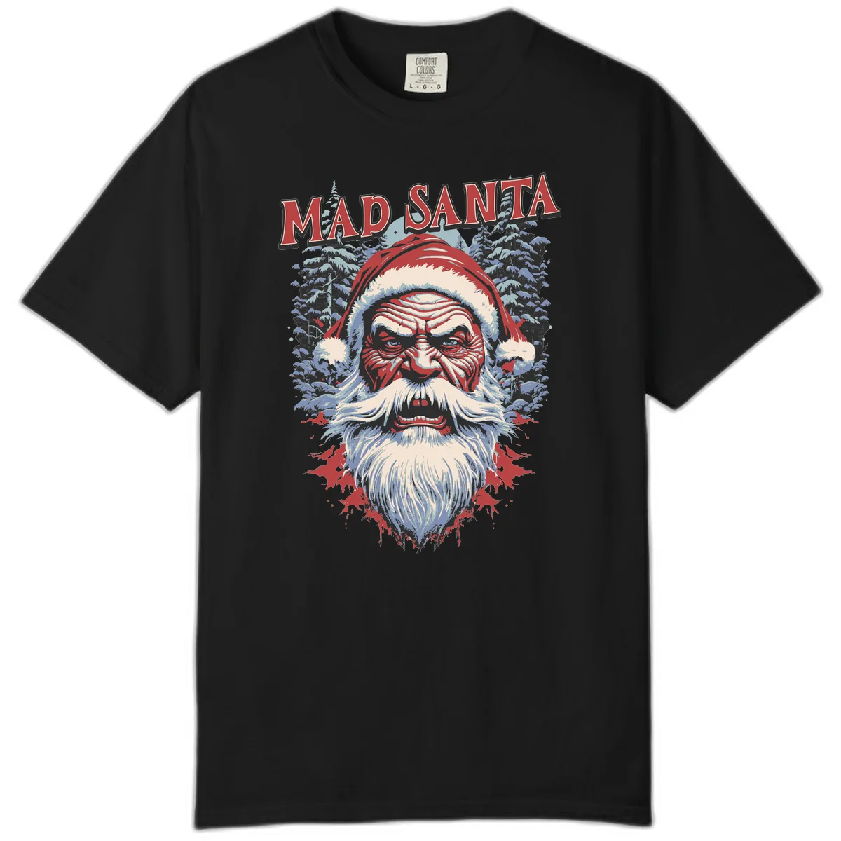 Mad Santa Ugly Christmas Graphic Comfort Color in Black