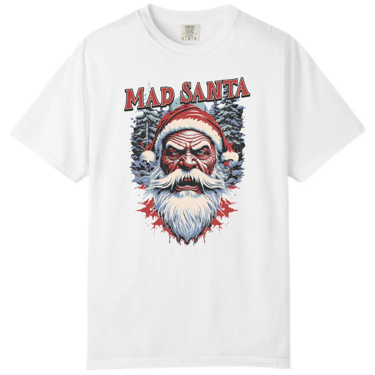 Mad Santa Ugly Christmas Graphic Comfort Color in White