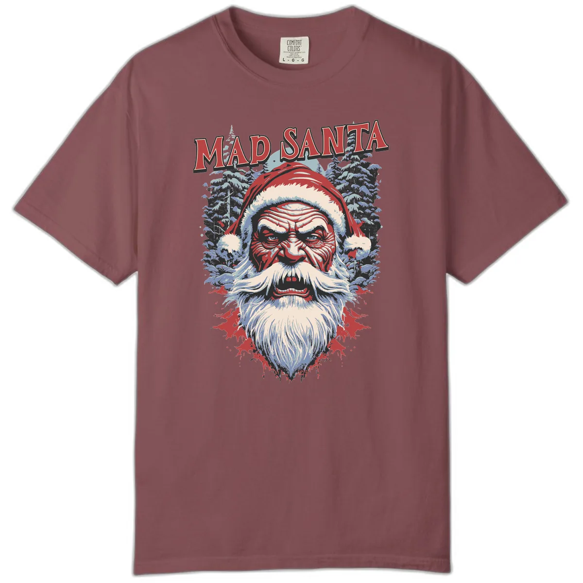 Mad Santa Ugly Christmas Graphic Comfort Color in Brick