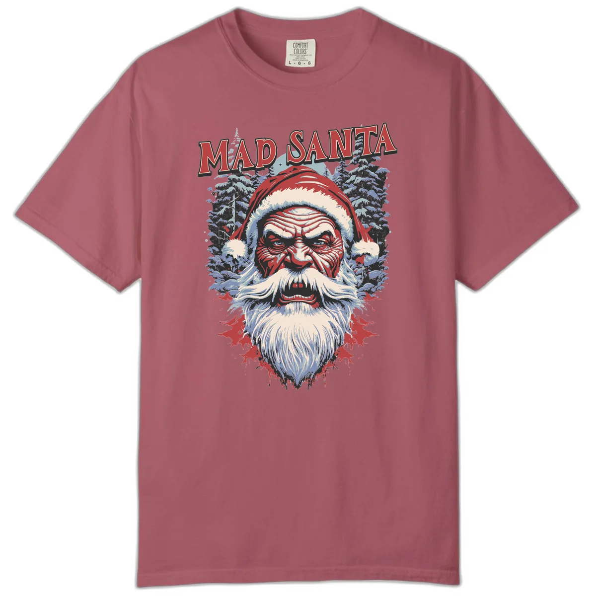Mad Santa Ugly Christmas Graphic Comfort Color in Crimson