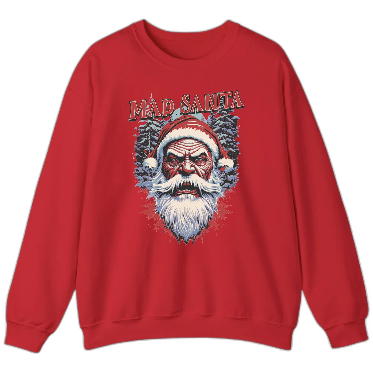 Mad Santa Ugly Christmas Graphic Sweatshirt in Red