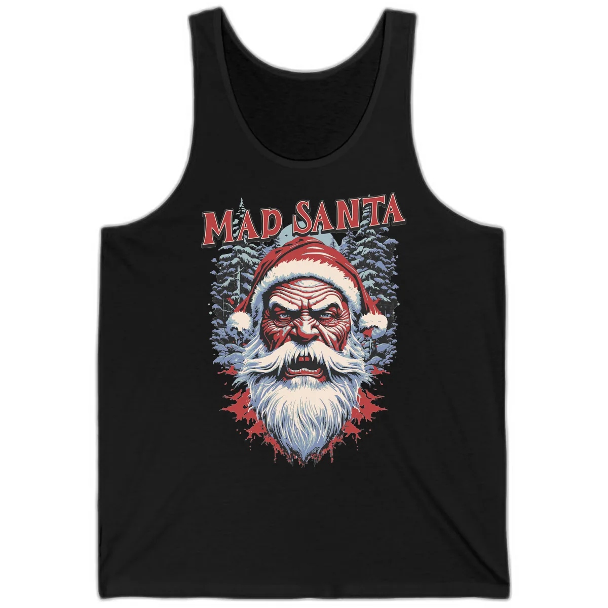 Mad Santa Ugly Christmas Graphic Tank in Black