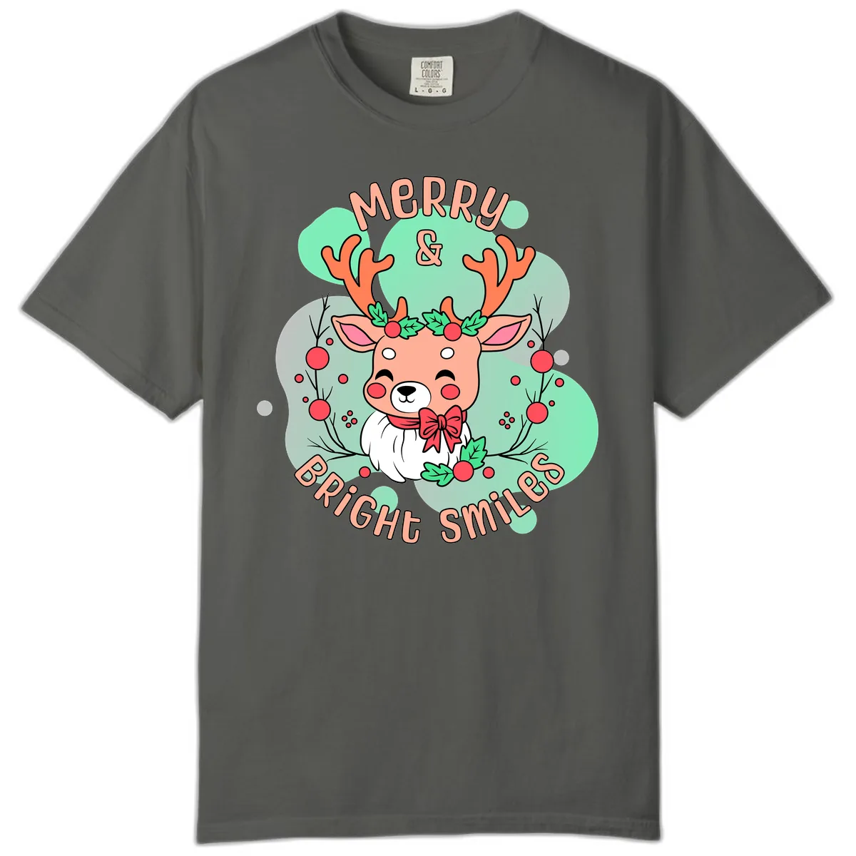 Merry And Bright Smiles Reindeer Comfort Color in Pepper