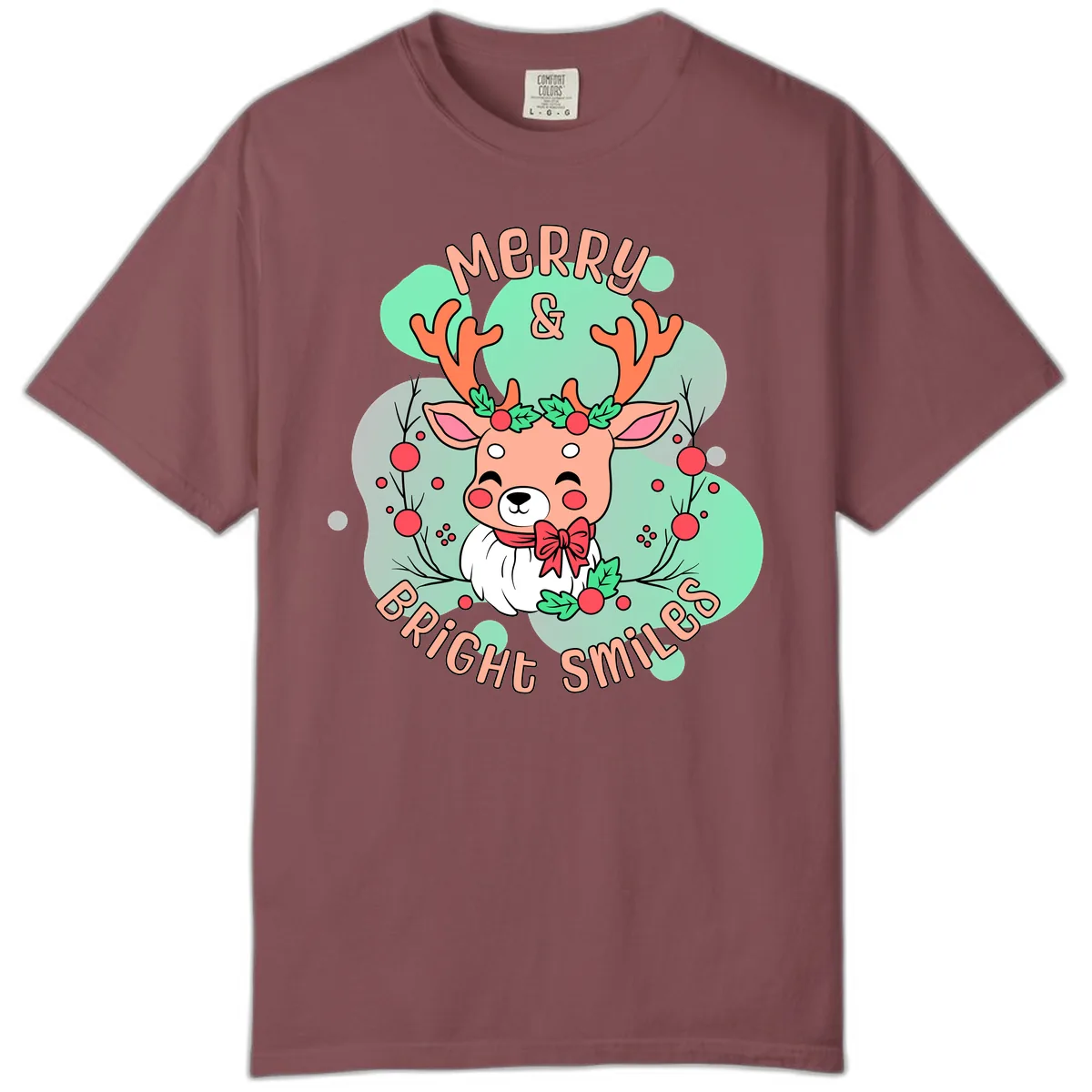 Merry And Bright Smiles Reindeer Comfort Color in Brick