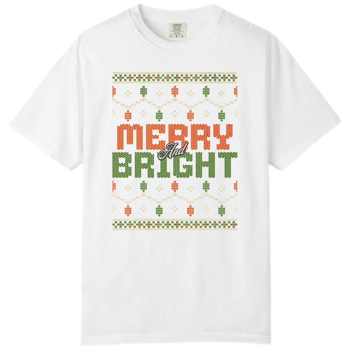 Merry And Bright Ugly Sweater Design Comfort Color in White