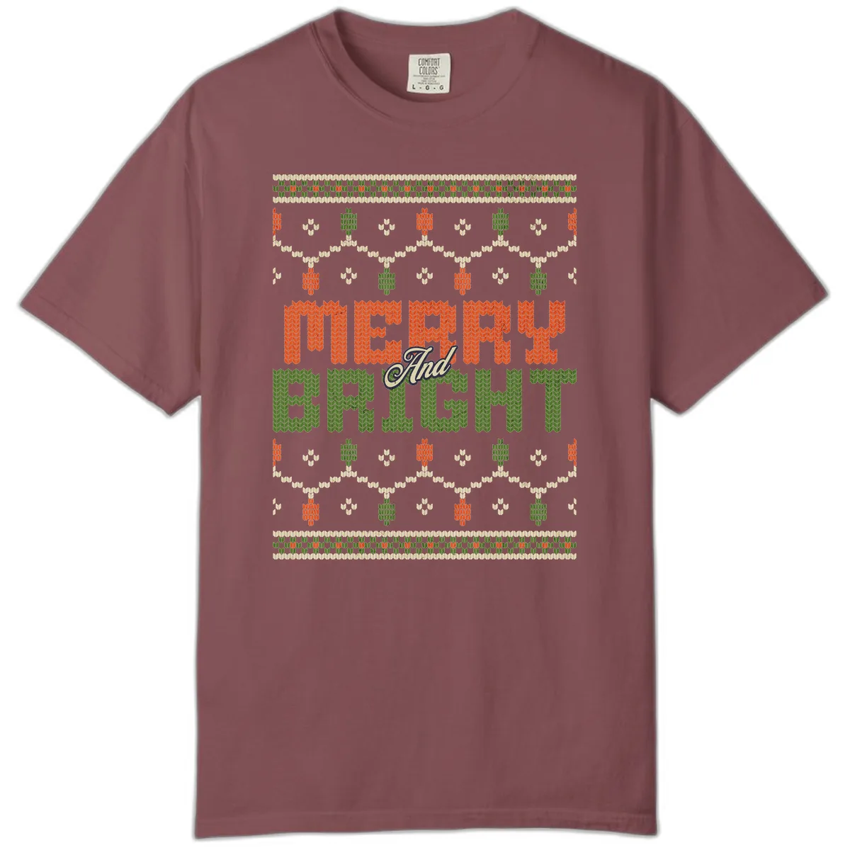Merry And Bright Ugly Sweater Design Comfort Color in Brick