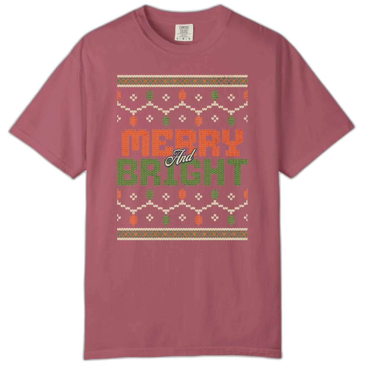 Merry And Bright Ugly Sweater Design Comfort Color in Crimson