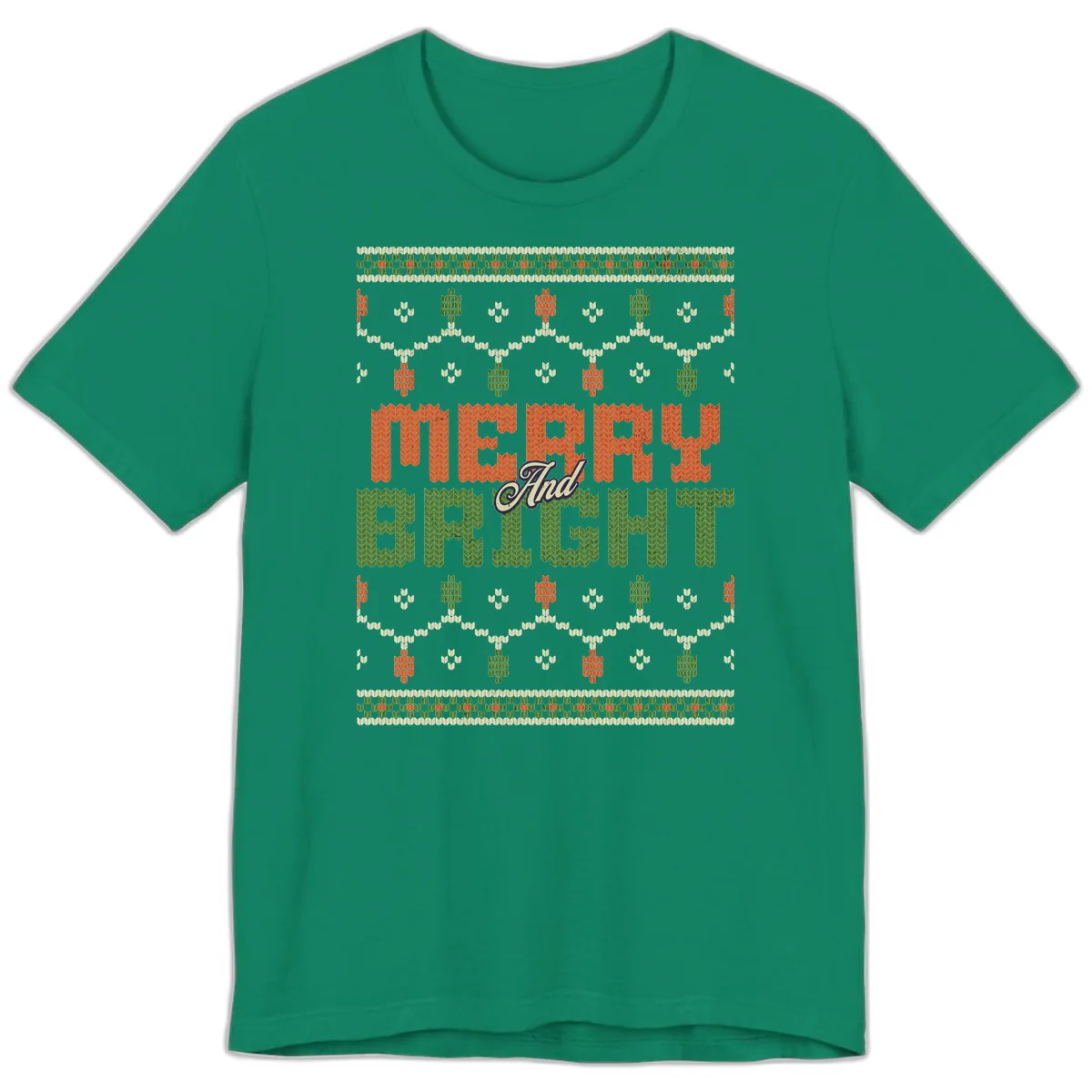 Merry And Bright Ugly Sweater Design Premium T-Shirt in Kelly
