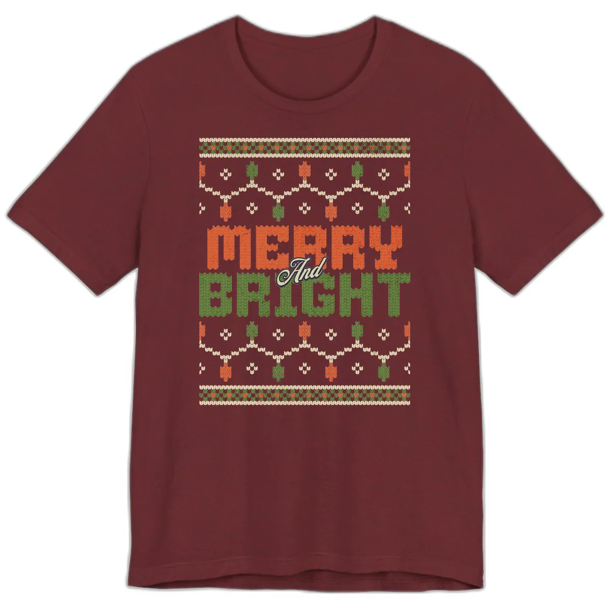 Merry And Bright Ugly Sweater Design Premium T-Shirt in Heather Cardinal