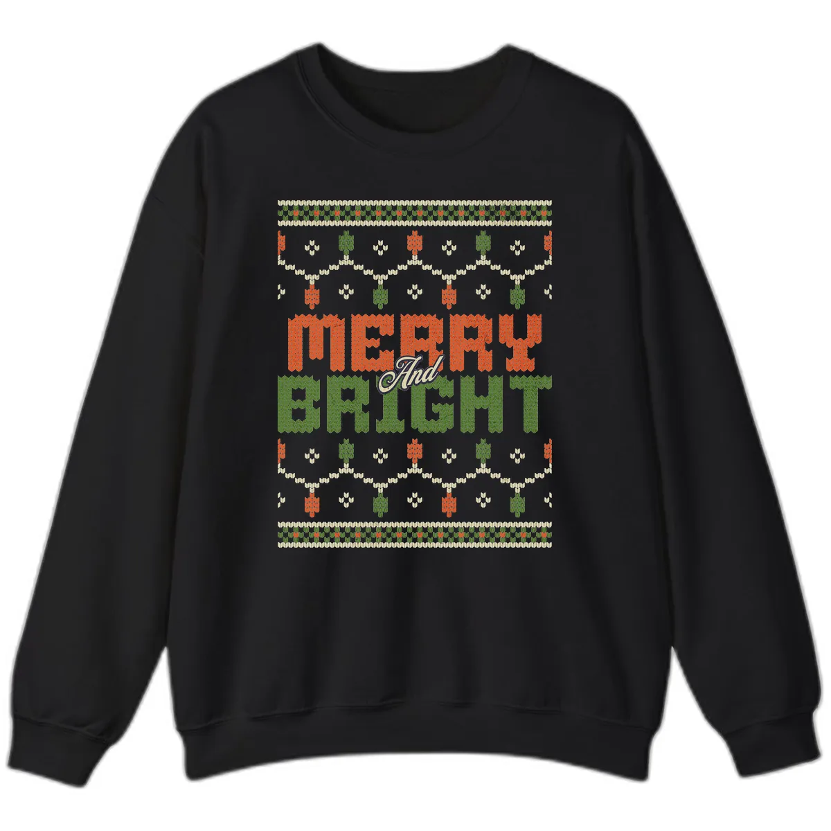 Merry And Bright Ugly Sweater Design Sweatshirt in Black