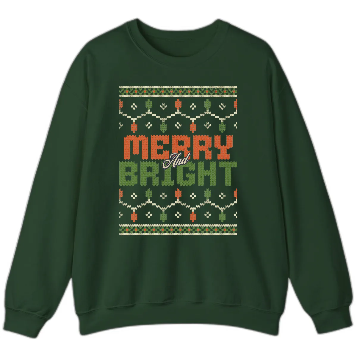 Merry And Bright Ugly Sweater Design Sweatshirt in Forest Green