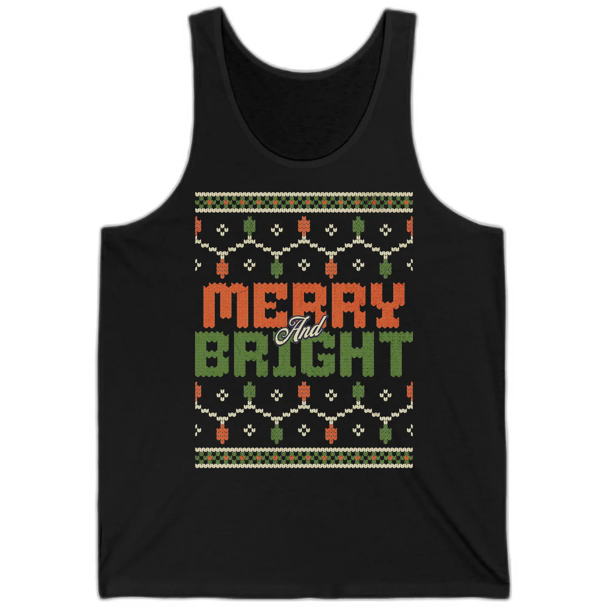 Merry And Bright Ugly Sweater Design Tank in Black