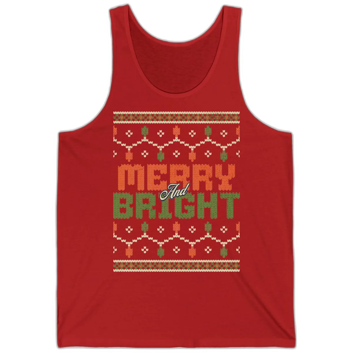 Merry And Bright Ugly Sweater Design Tank in Red