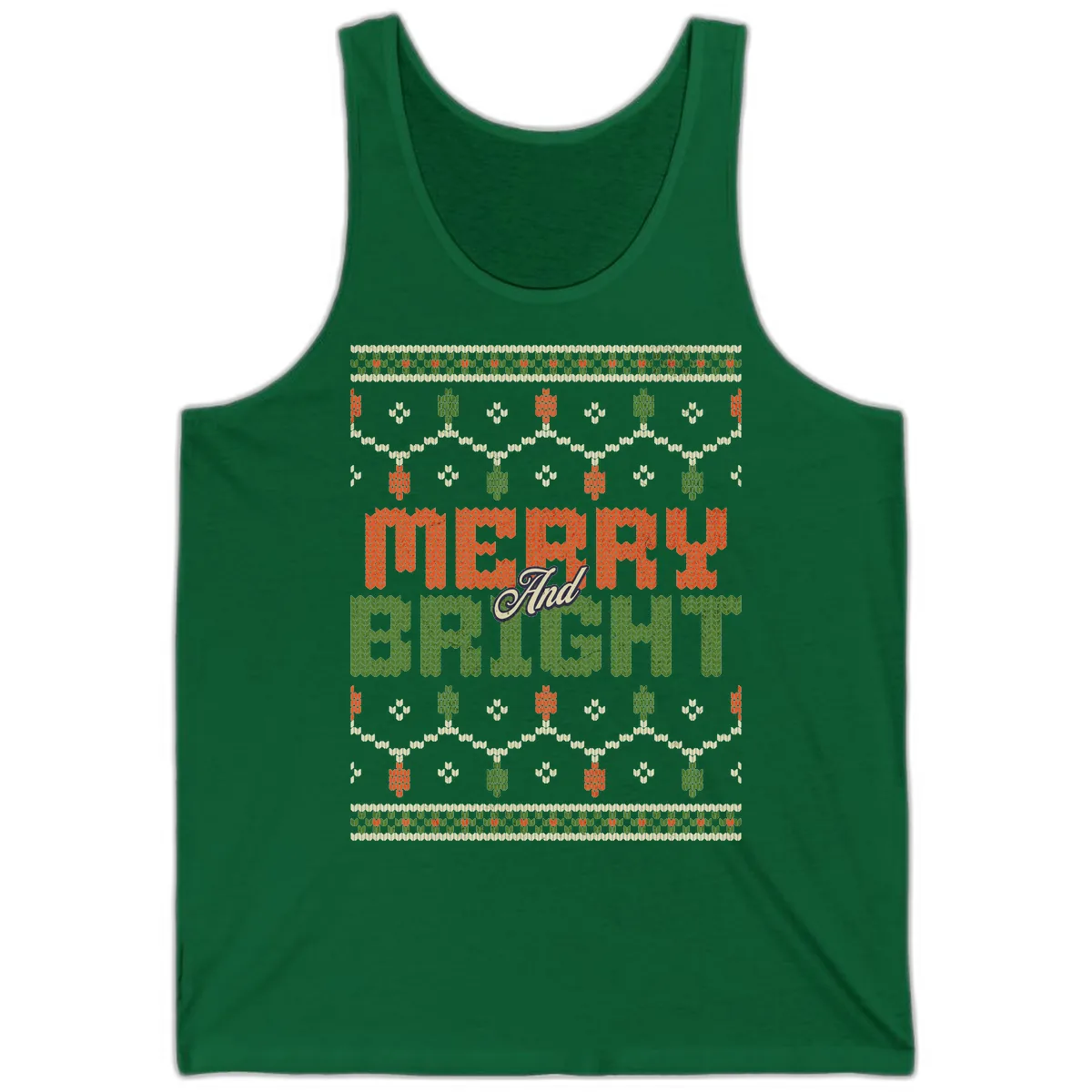 Merry And Bright Ugly Sweater Design Tank in Kelly