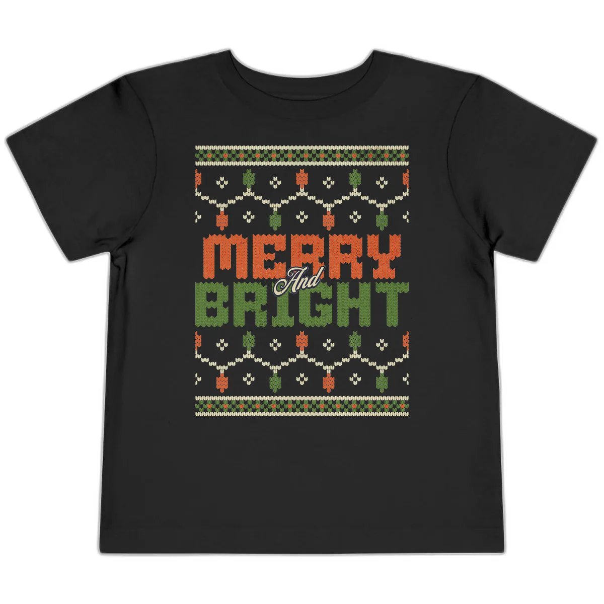Merry And Bright Ugly Sweater Design Toddler T-Shirt in Black