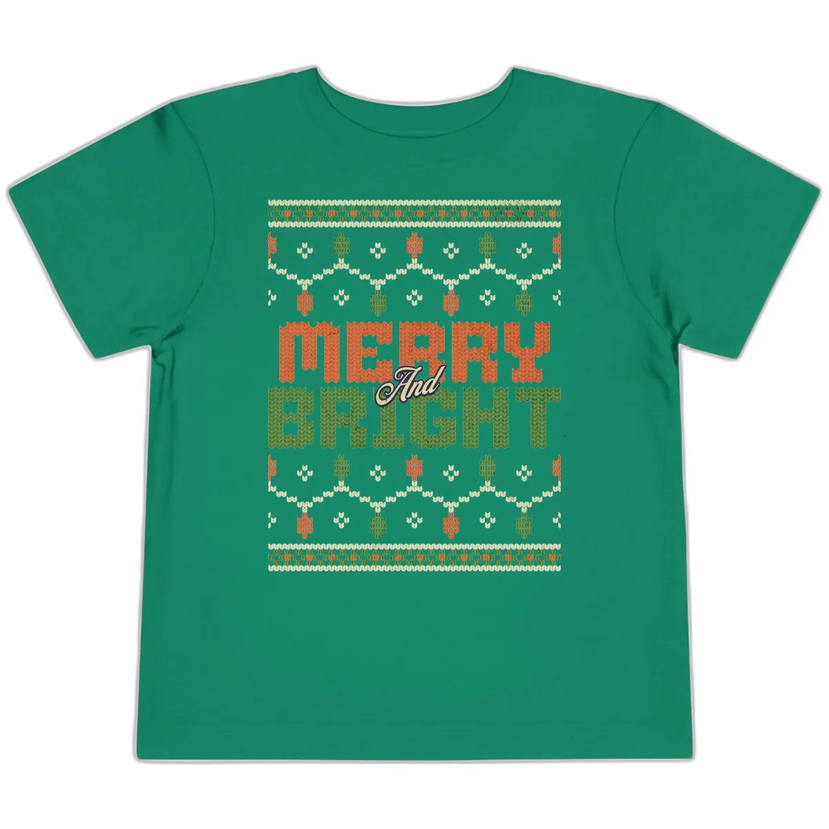 Merry And Bright Ugly Sweater Design Toddler T-Shirt in Kelly