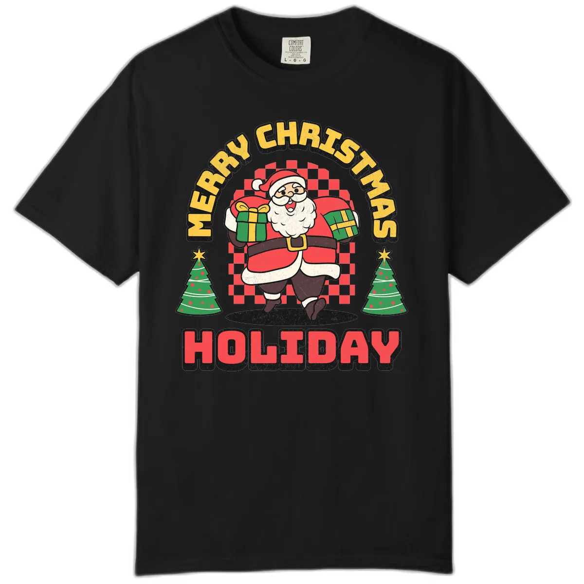 Santa's Merry Holiday Gifts Comfort Color in Black