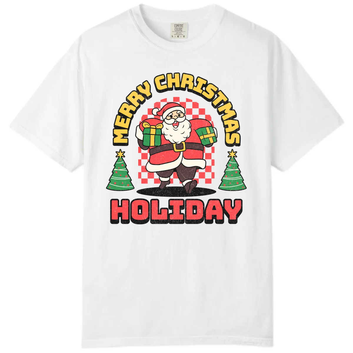 Santa's Merry Holiday Gifts Comfort Color in White