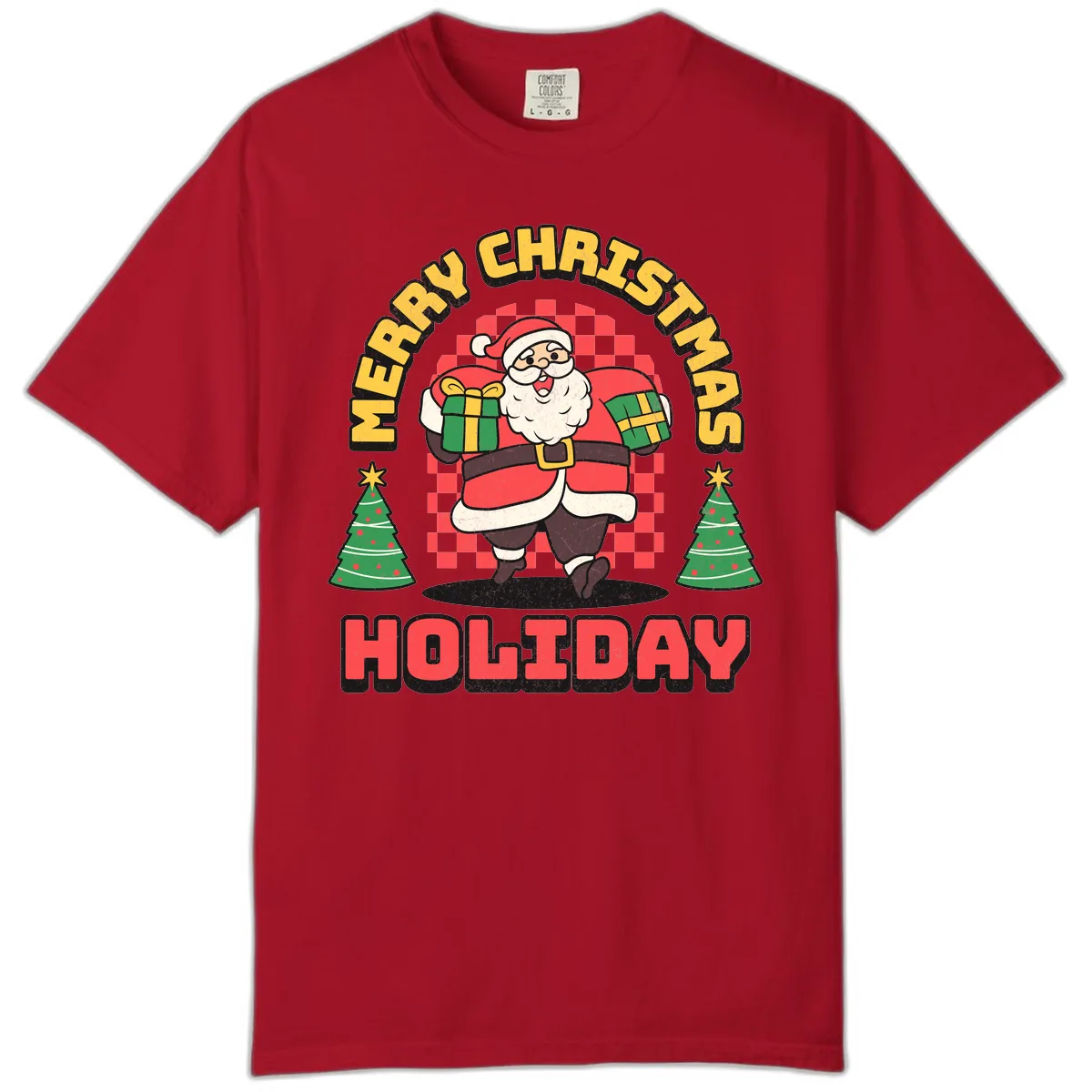 Santa's Merry Holiday Gifts Comfort Color in Red
