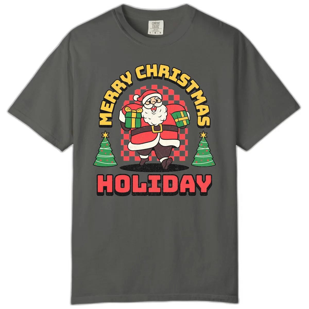 Santa's Merry Holiday Gifts Comfort Color in Pepper