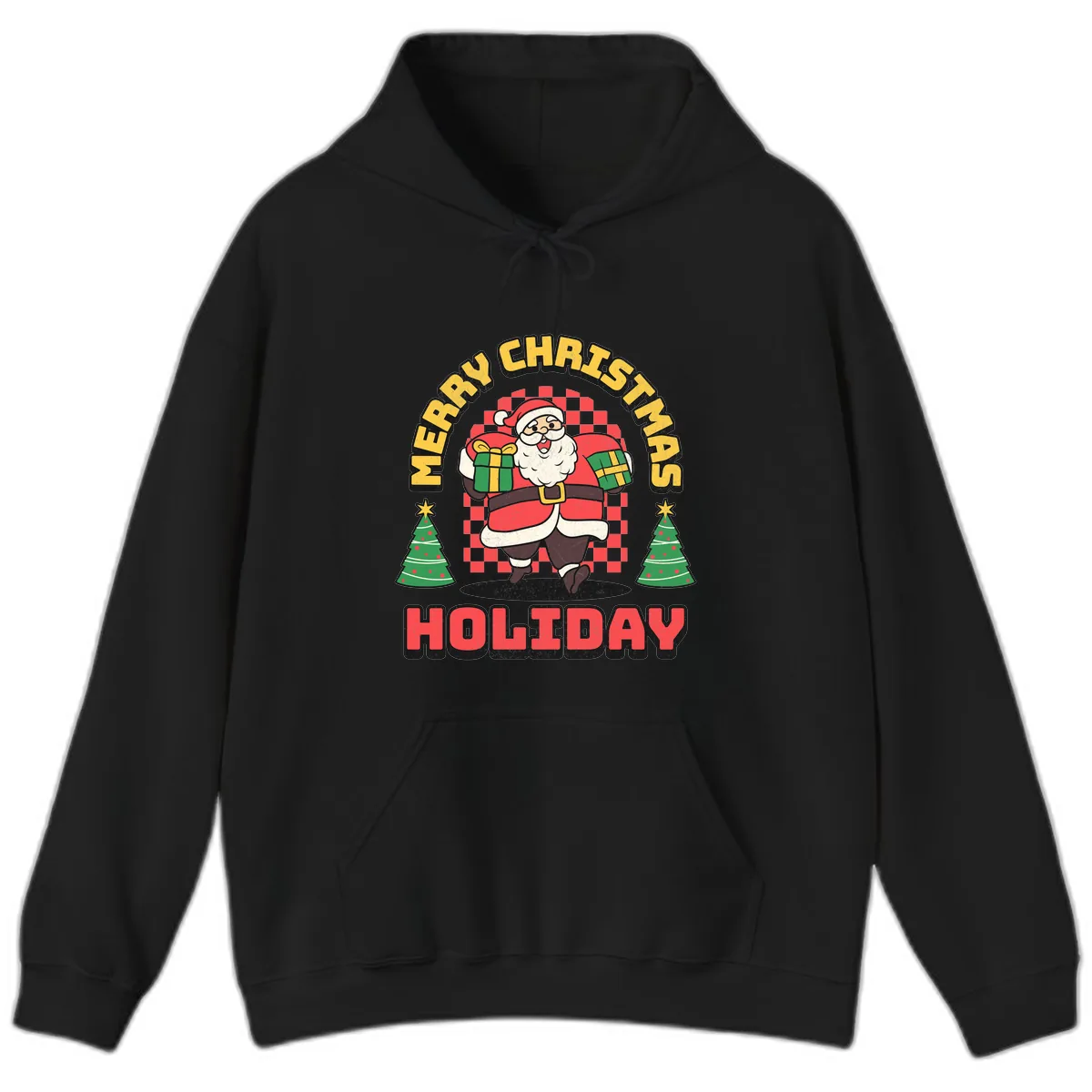 Santa's Merry Holiday Gifts Hoodie in Black