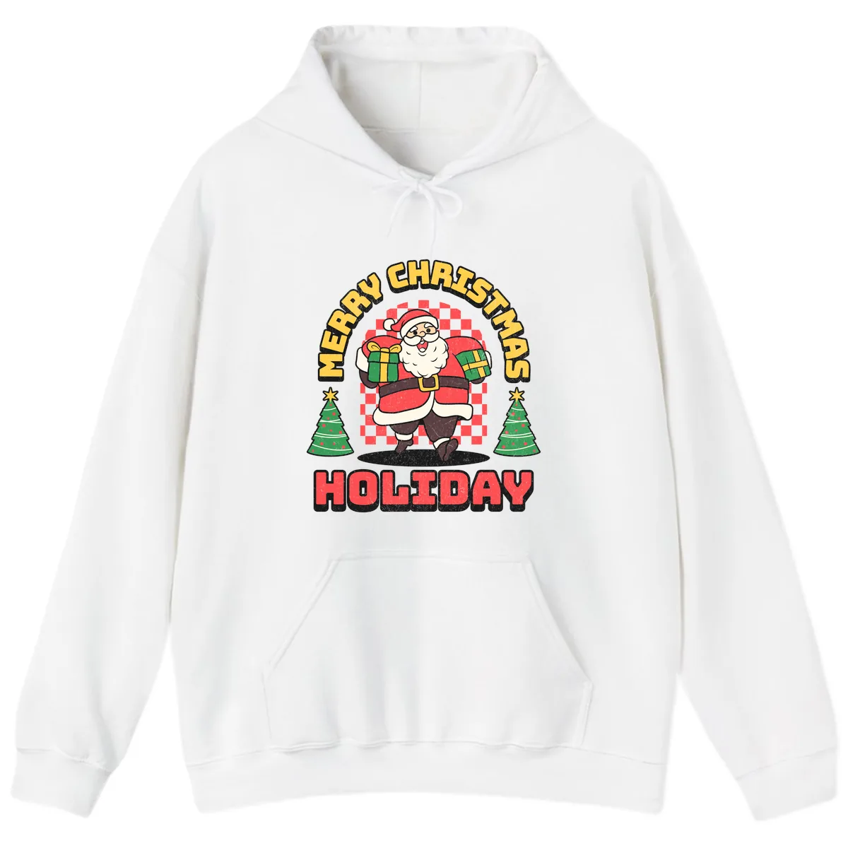 Santa's Merry Holiday Gifts Hoodie in White