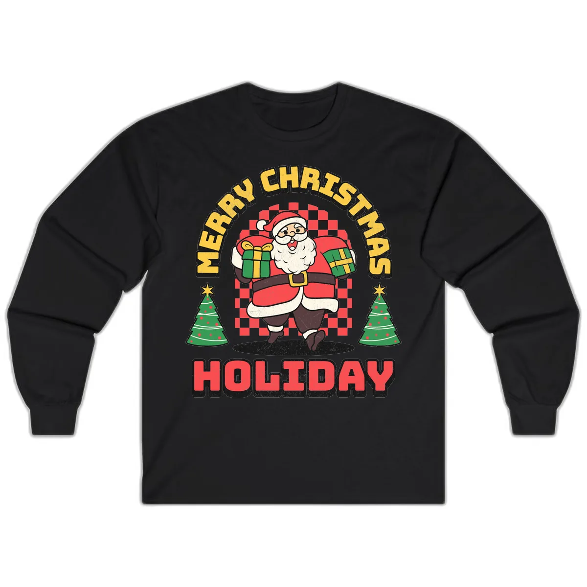 Santa's Merry Holiday Gifts Long Sleeve in Black