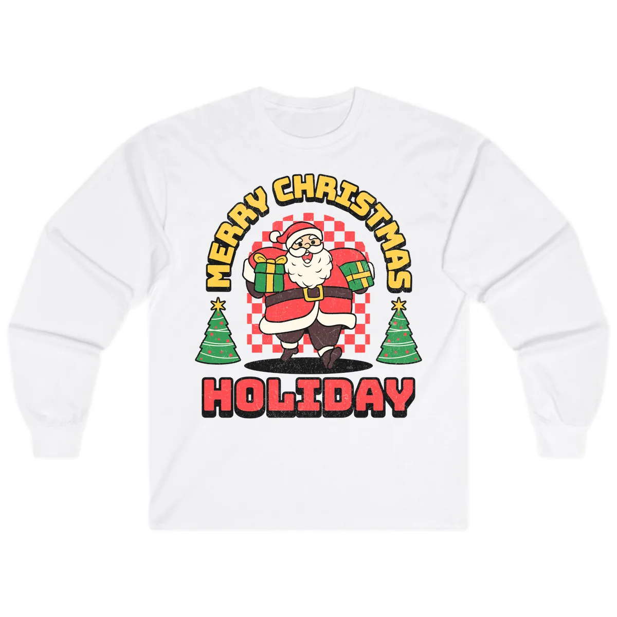Santa's Merry Holiday Gifts Long Sleeve in White