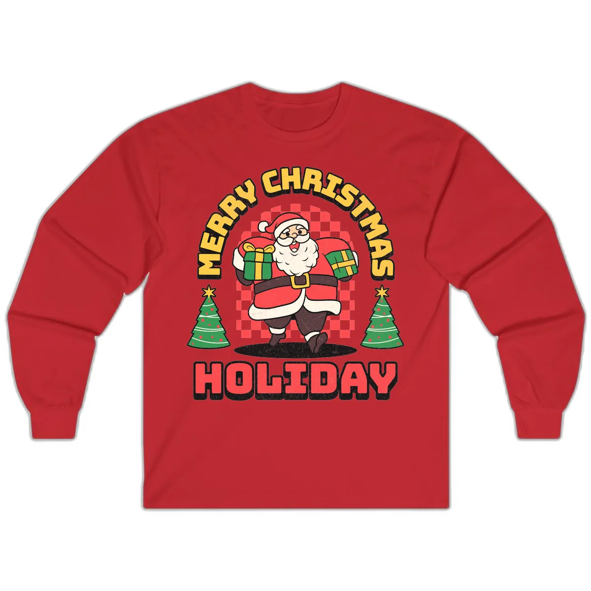 Santa's Merry Holiday Gifts Long Sleeve in Red