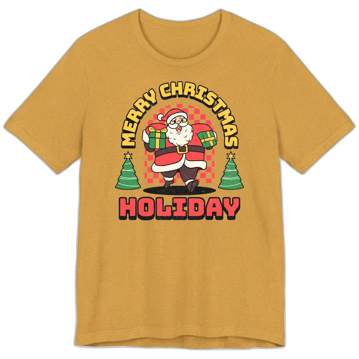 Santa's Merry Holiday Gifts Premium T-Shirt in Heather Mustard