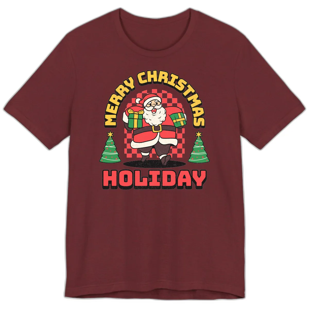 Santa's Merry Holiday Gifts Premium T-Shirt in Heather Cardinal