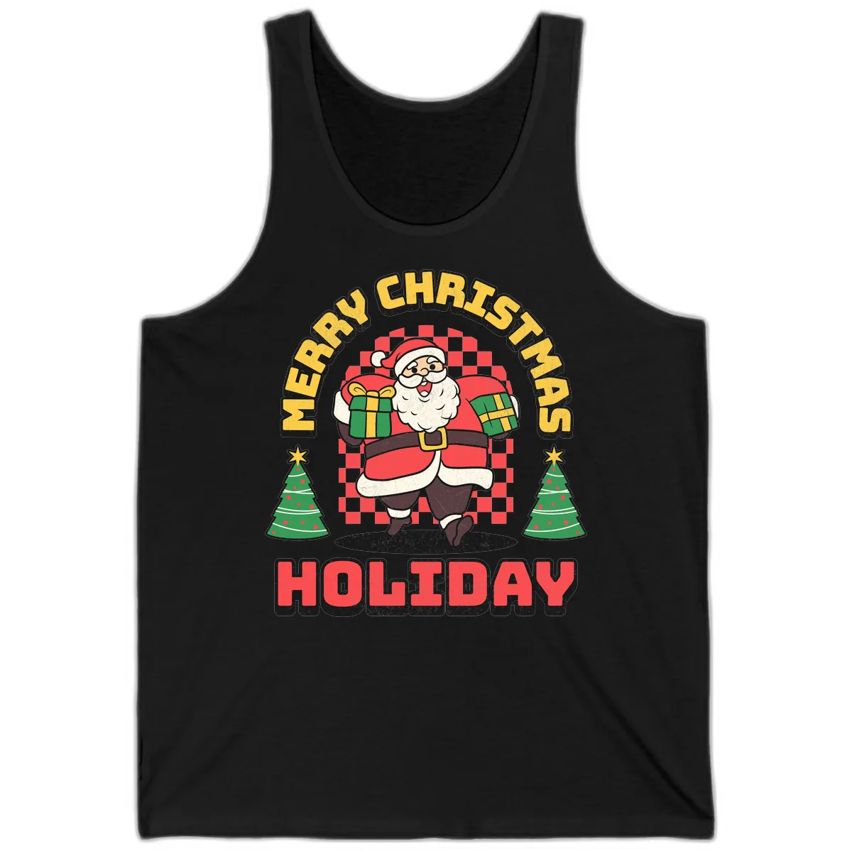 Santa's Merry Holiday Gifts Tank in Black