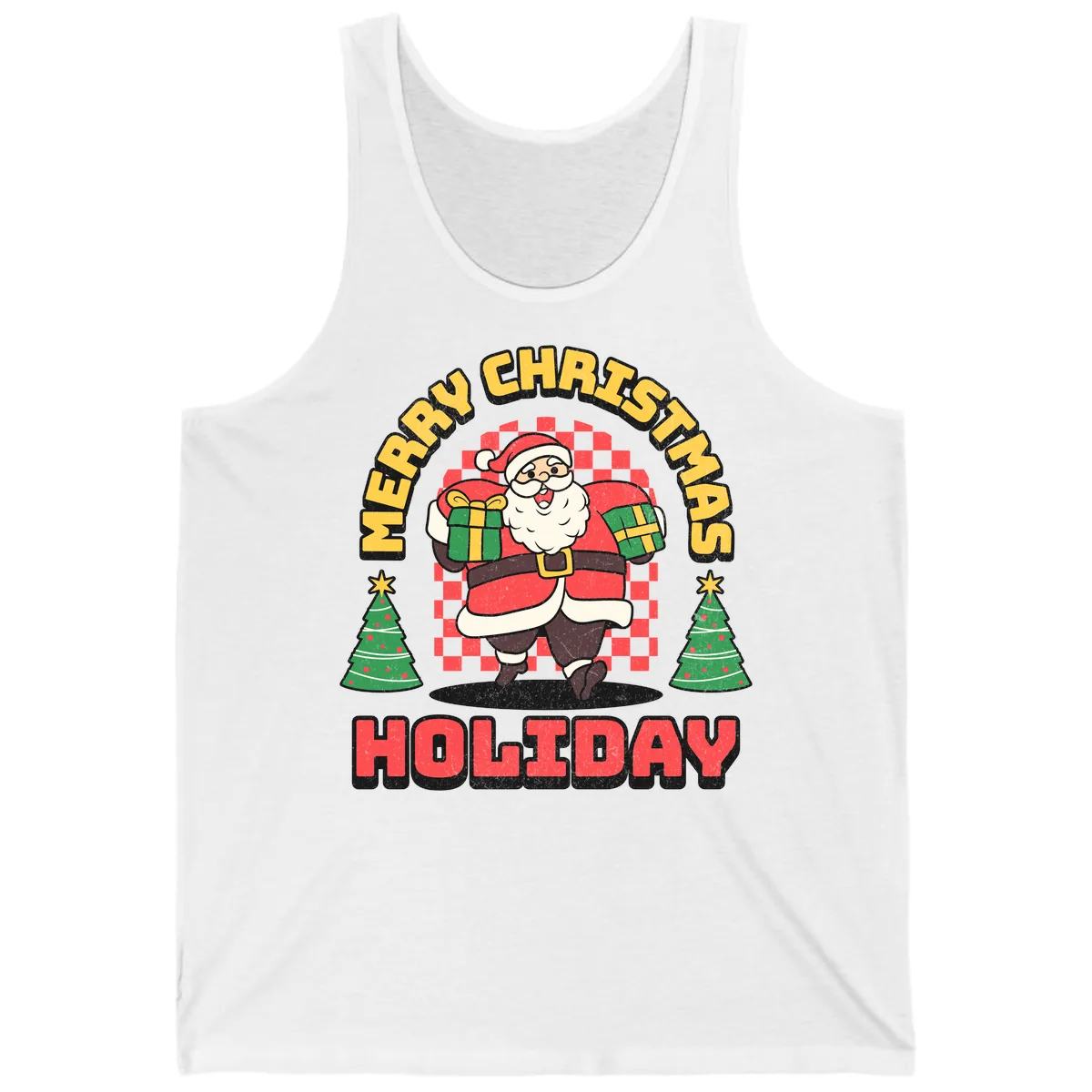 Santa's Merry Holiday Gifts Tank in White